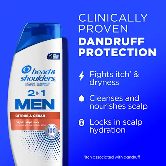 Head & Shoulders Mens 2 In 1 Dandruff Shampoo And Conditioner Citrus & Cedar