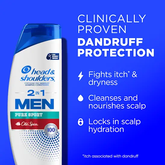 Head & Shoulders Mens 2 In 1 Dandruff Shampoo And Conditioner Old Spice Pure Sport