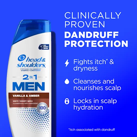 Head & Shoulders Mens 2 In 1 Dandruff Shampoo And Conditioner Vanilla & Amber