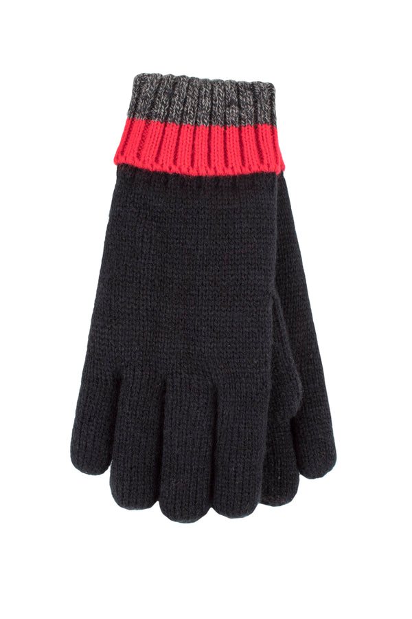 Heat Holders Boys Transverse Gloves Black/Charcoal/Red
