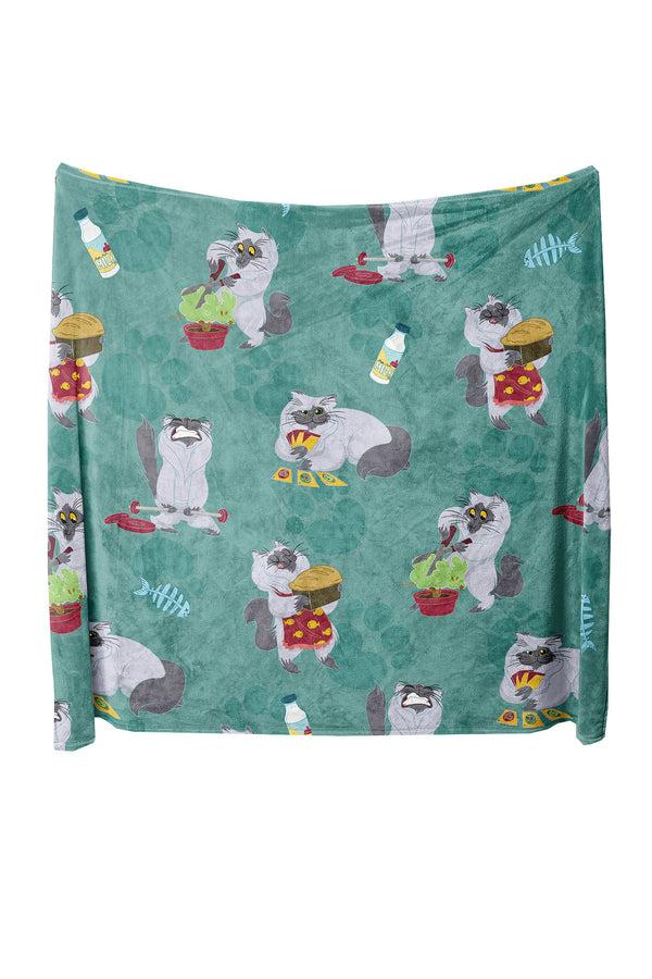 Heat Holders Busy Kitty Oversized Throw/Blanket Turquoise