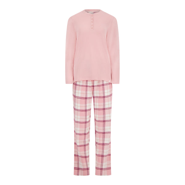 Heat Holders Felicity Waffle Top/Flannel Pants Pajama Set Black/Red/Black