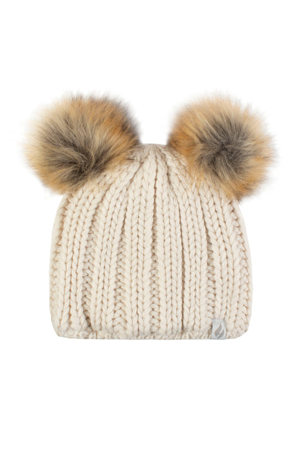 Heat Holders Girls Crystal Mountain Hat With Two Pom Poms Buttercream