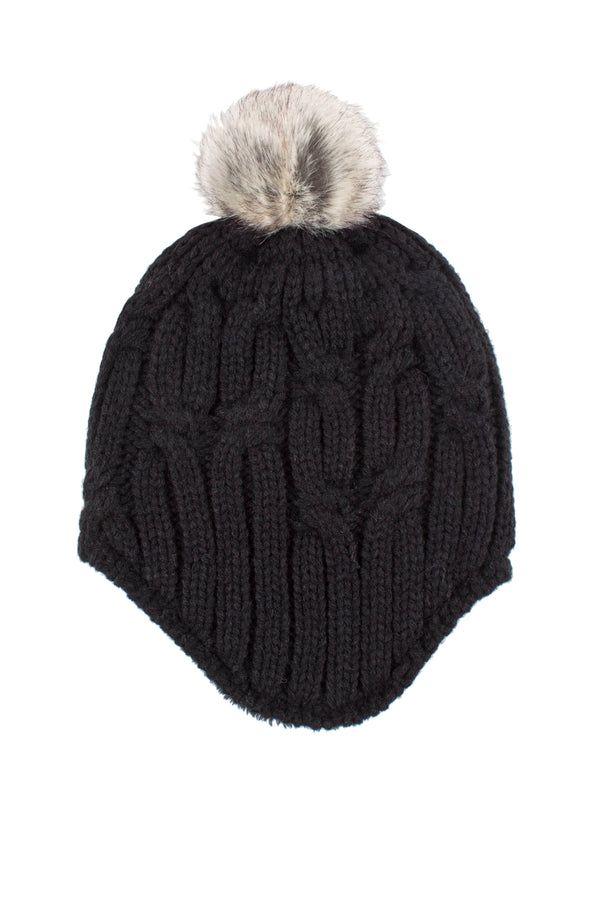 Heat Holders Girls Frigid Cosy Ear Hat W/ Pom Pom Black