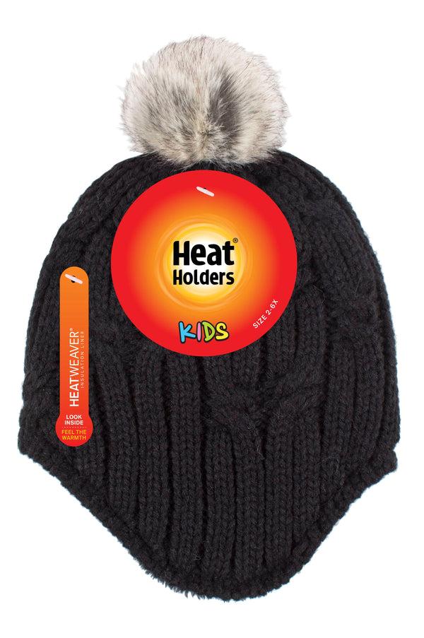 heat holders Girls Frigid Cosy Ear Hat w/ Pom Pom Black