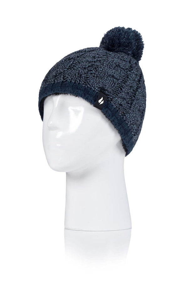 Heat Holders Kids' Pom Pom Hats Denim/Navy