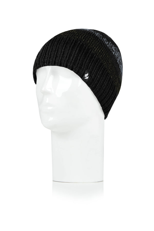 Heat Holders Men's Astor Twist Stripe Cap Black