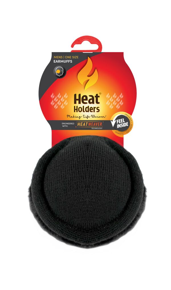 heat holders Men's Atwood Flat-Knit Earmuffs Black