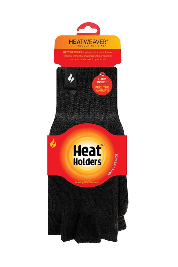 heat holders Men's Fingerless Gloves Black