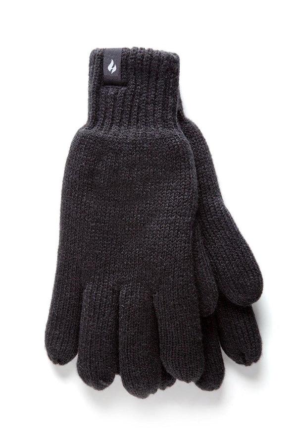 Heat Holders Men's Flat Knit Gloves Black
