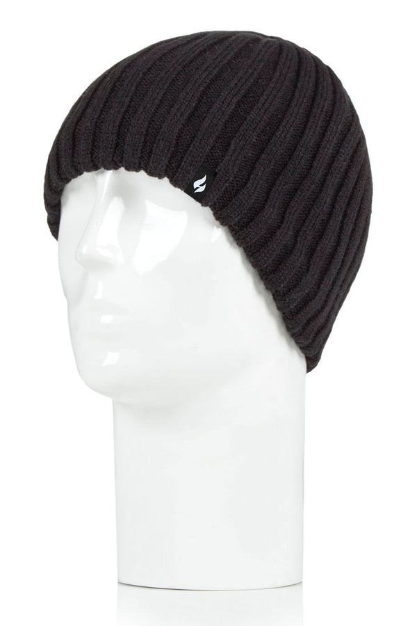 Heat Holders Men's Hudson Fine Rib Hat Black