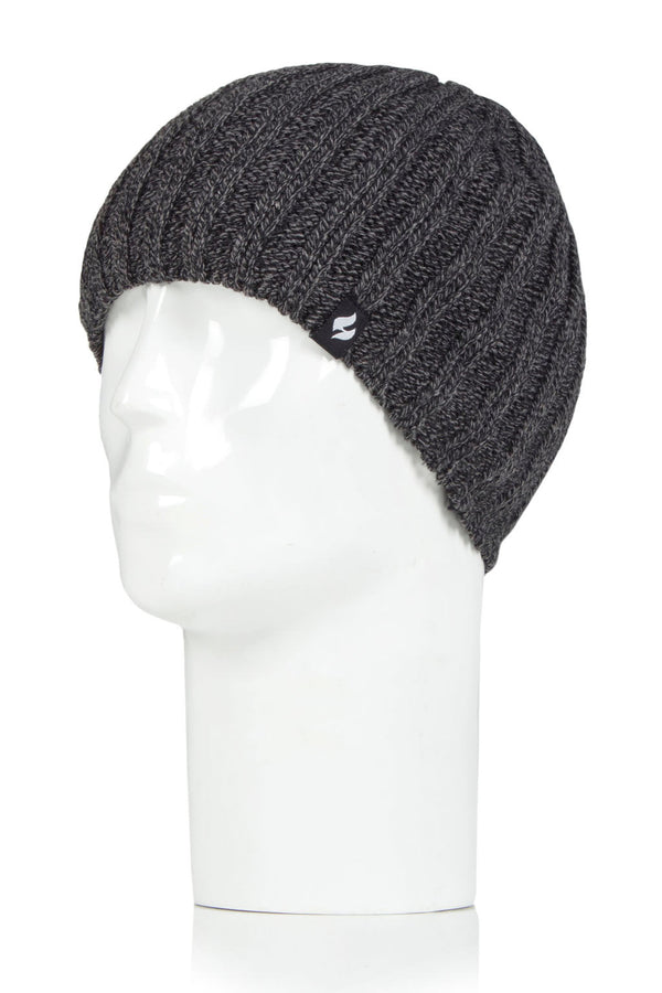 Heat Holders Men's Hudson Fine Rib Hat Black