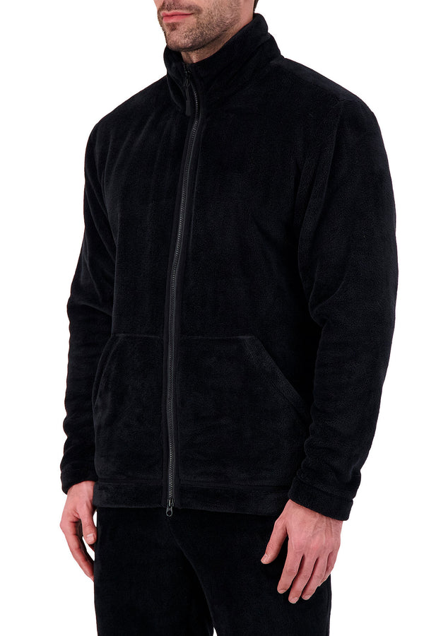 heat holders Men's Plush Zip-Front Jacket Black