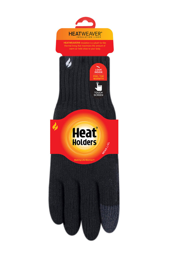 heat holders Men's Touch Screen Gloves Black