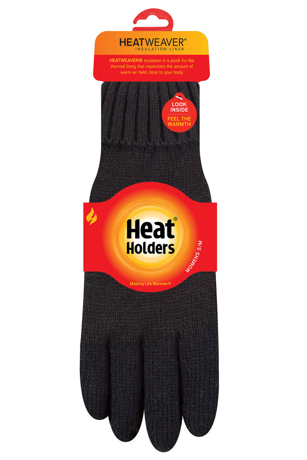 heat holders Women's Carina Flat Knit Gloves Black