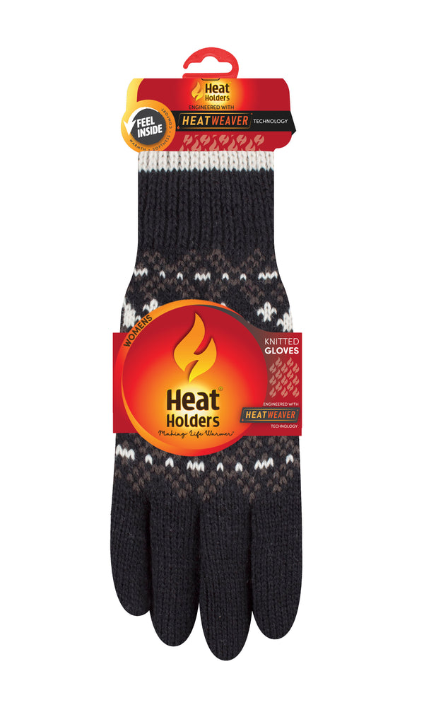 heat holders Women's Judith Fairisle Gloves Black