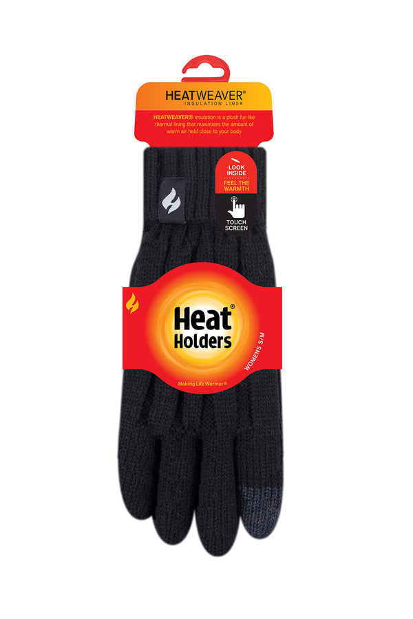 heat holders Women's Touch Screen Gloves Black