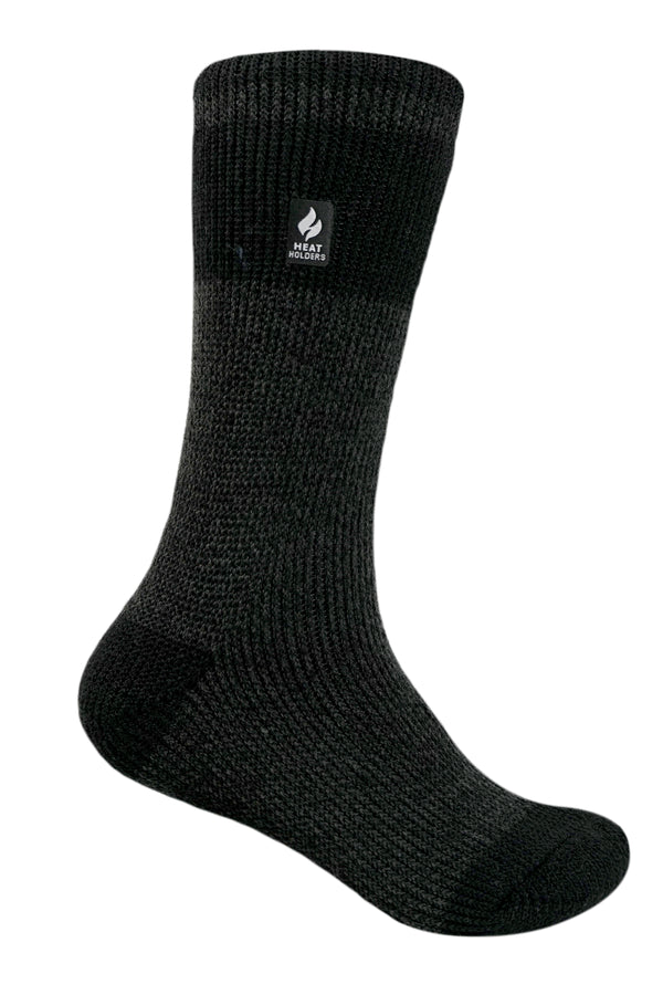 Heat Holders Kids' Benjamin ORIGINAL™ Block Twist Crew Socks Black/Charcoal