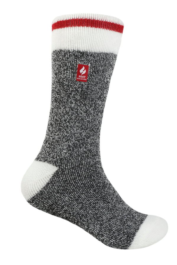 Heat Holders Kids' Ethan LITE™ Cream Block Twist Crew Socks Charcoal
