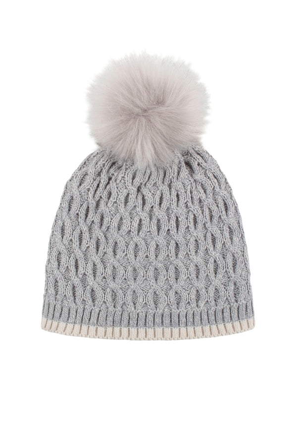 Heat Holders Kids' Ice Palace Hat With Pom Pom Cloud Grey