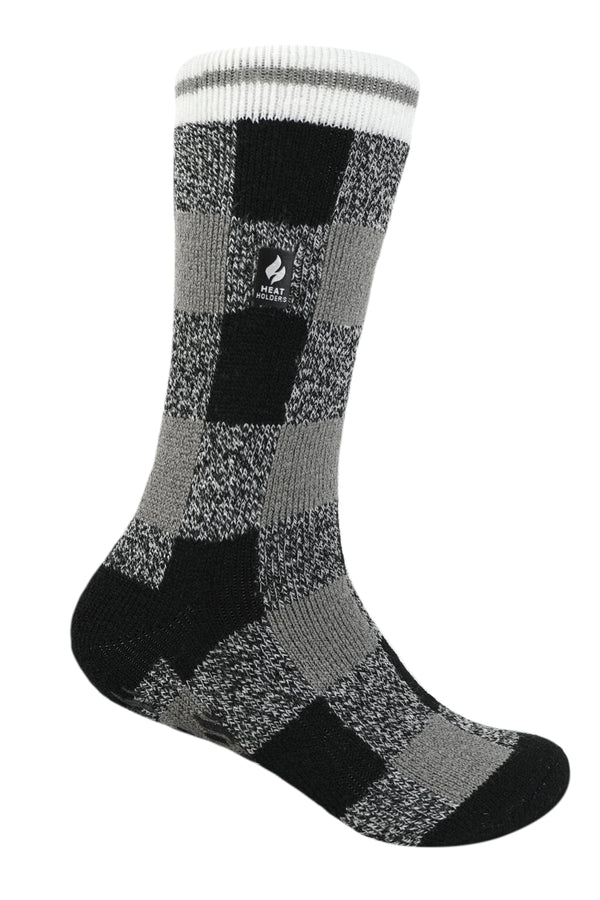 Heat Holders Kids' Owen LITE™ Plaid Slipper Sock Black
