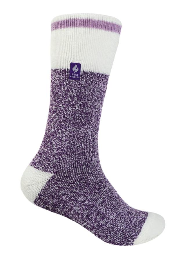 Heat Holders Kids' Remi LITE™ Cream Block Twist Crew Socks Purple