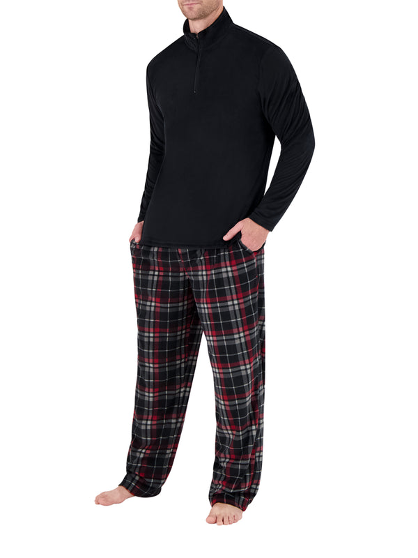 Heat Holders Matthew Microplush Pajama Set Black/Dark Red/Black
