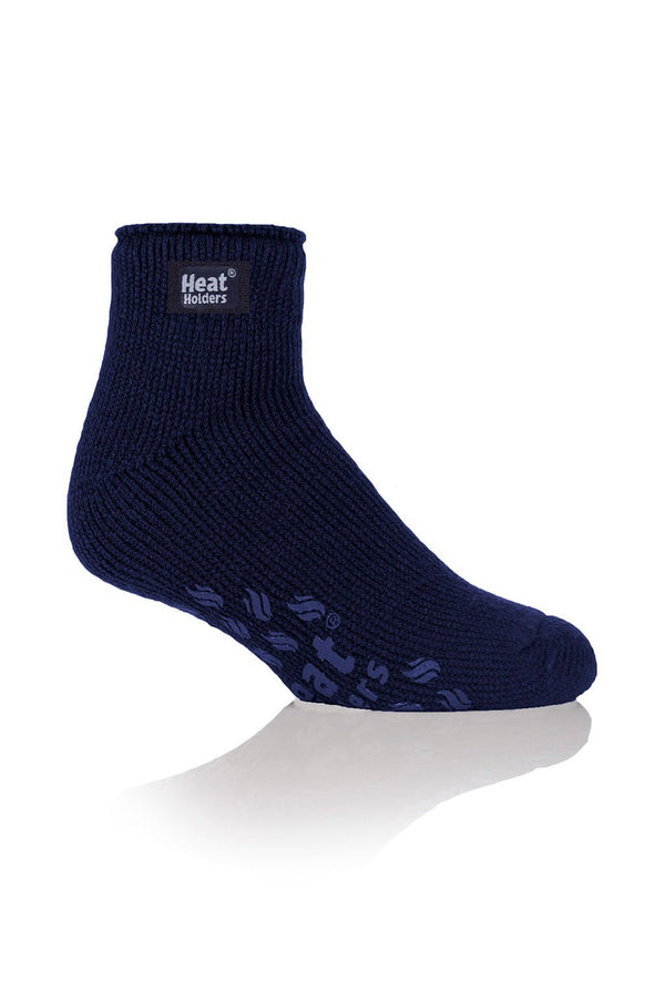 Heat Holders Men's Ankle Slipper Socks Navy With Denim Grip