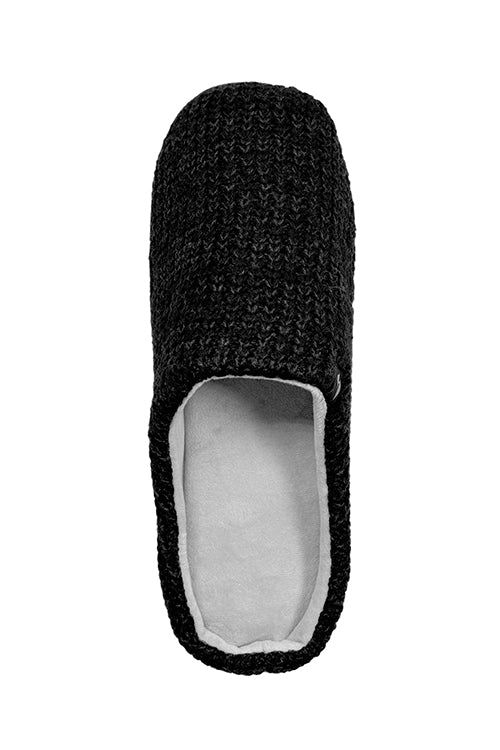 Heat Holders Men's Asher Rib Knit Scuff Slippers Black