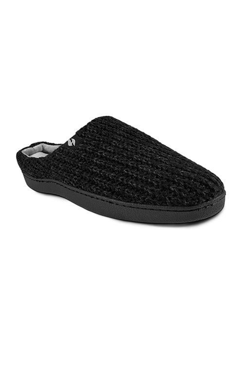 heat holders Men's Asher Rib Knit Scuff Slippers Black