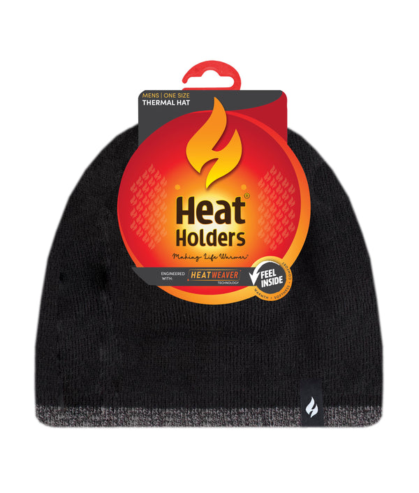 heat holders Men's Atlas Flat Knit Hat with Contrast Trim One Size
