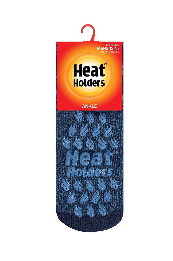heat holders Men's Big/Tall Twist Ankle Slipper Socks Black with Charcoal Grip