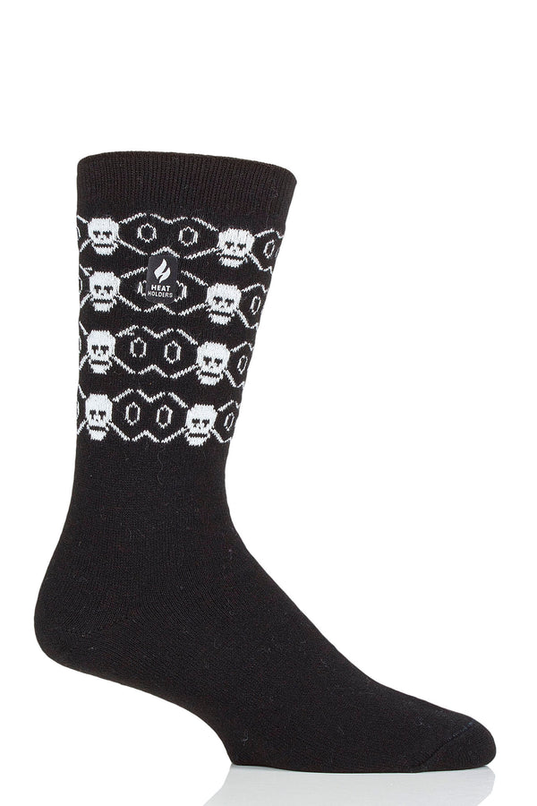 Heat Holders Men's Bones ULTRA LITE™ Solid Crew Socks Black/White Bones