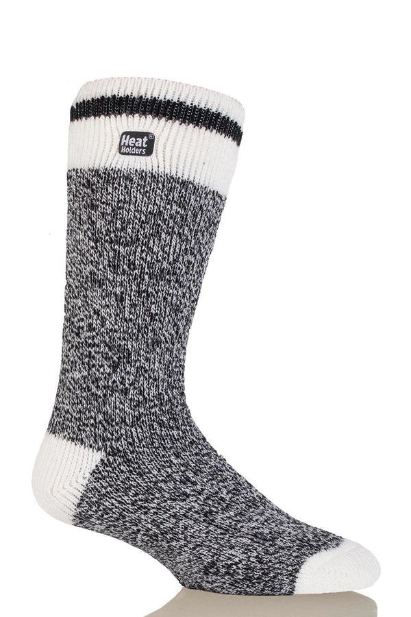 Heat Holders Men's Bunting LITE™ Cream Block Twist Crew Sock Black