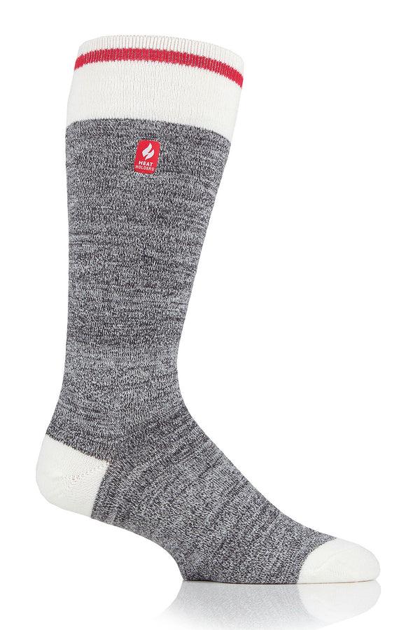 Heat Holders Men's Charlie ULTRA LITE™ Long Cream Block Twist Socks Charcoal