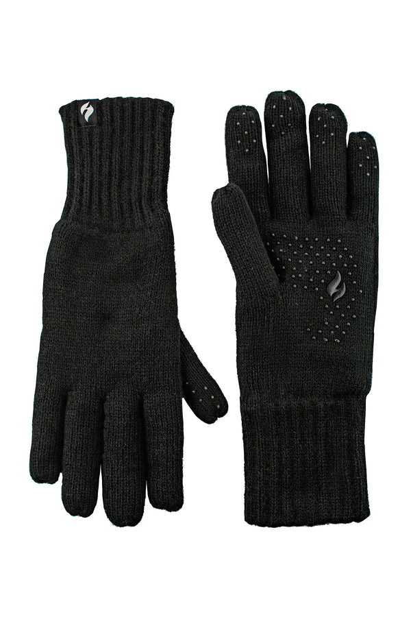 Heat Holders Men's Chase Flat Knit Silicone Grip Solid Glove Black