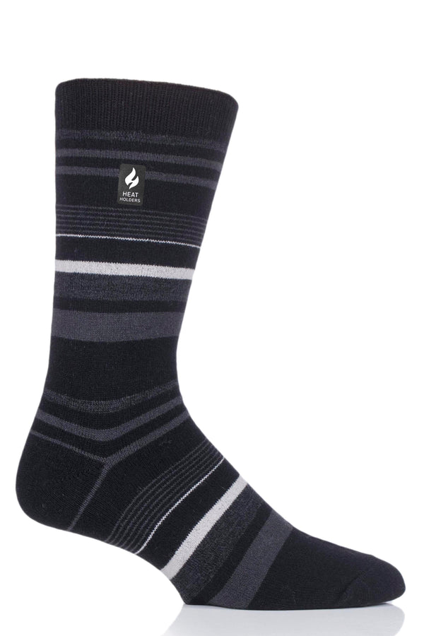 Heat Holders Men's George ULTRA LITE™ Stripe Crew Socks Black