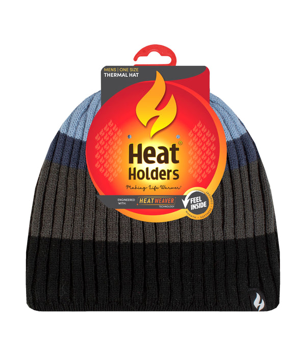 heat holders Men's Grayson Rib Stripe Hat Black/Blue