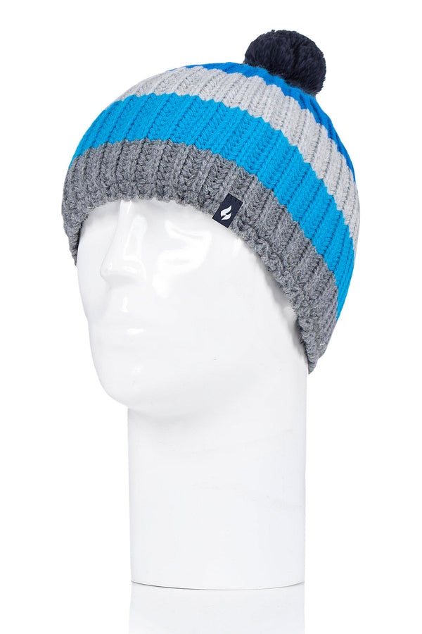Heat Holders Men's Ian Snowsports Block Stripe Hat Grey/Blue