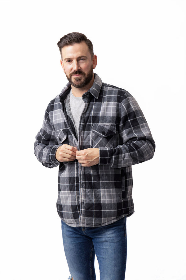 Heat Holders Men's Jax Plaid Shirt Jacket Grey/Black