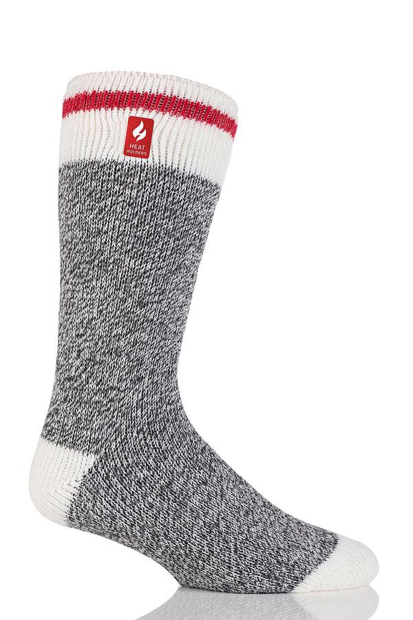 Heat Holders Men's Jeffrey ORIGINAL™ Cream Block Twist Crew Socks Charcoal