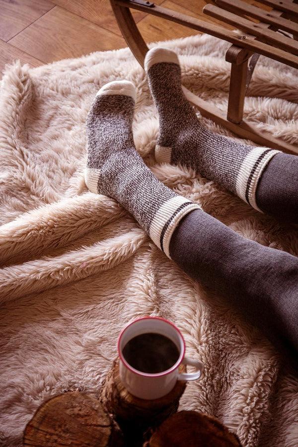 Heat Holders Men's Jeffrey ORIGINAL™ Cream Block Twist Crew Socks Charcoal