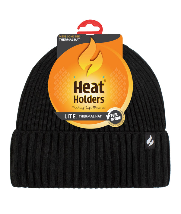 heat holders Men's LITE Oliver Rib Knit Roll Up Hat One Size
