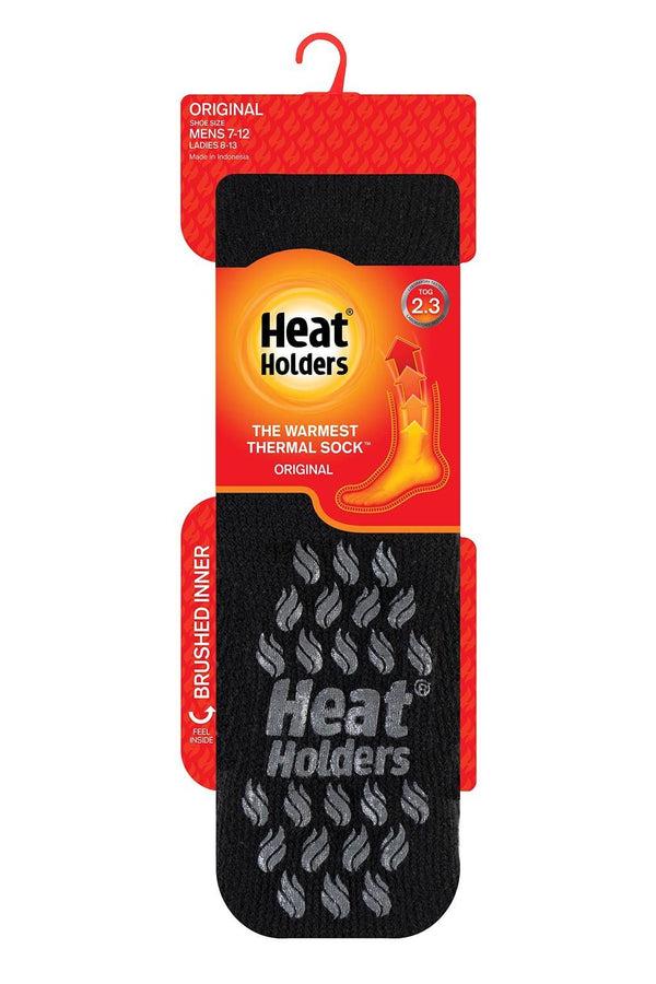 heat holders Men's Long Slipper Socks Black with Grey Grip heat holders Men's Long Slipper Socks Black with Grey Grip
