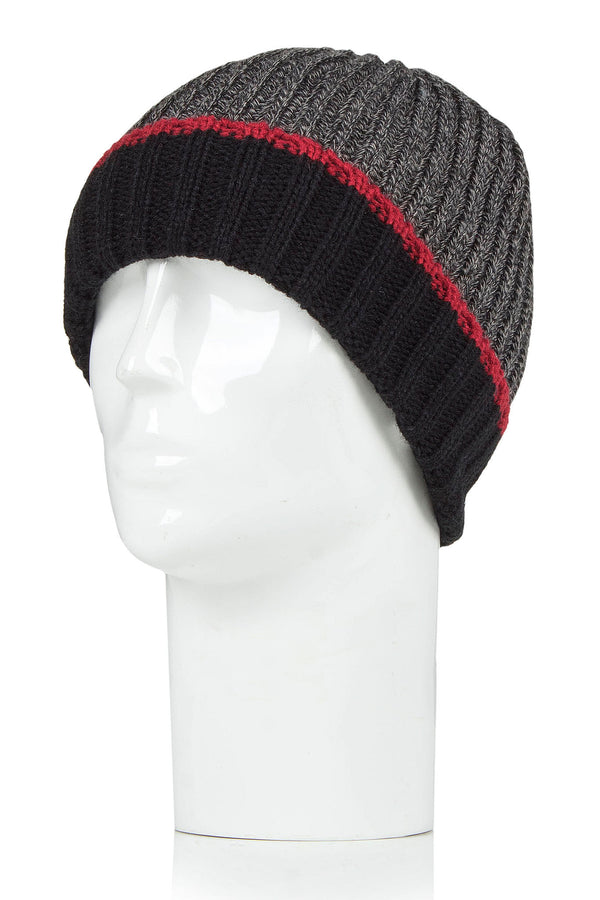 Heat Holders Men's Mark Rib Knit Chunky Twist Hat Black/Red