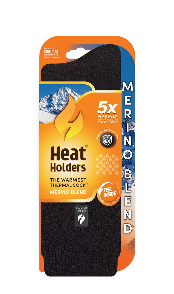 heat holders Men's Mavrick LITE™ Merino Twist Wool Crew Sock Grey