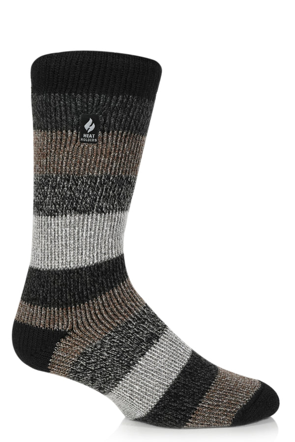heat holders Men's Milan ORIGINAL™ Striped Crew Socks Black/Grey