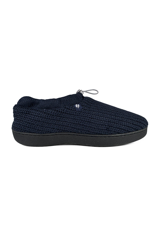 Heat Holders Men's Noah Rib Knit Drawstring Slippers Black