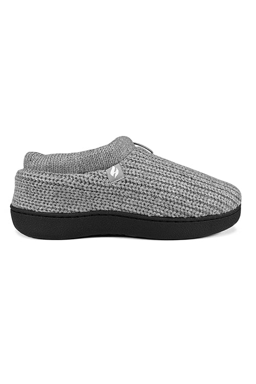 Heat Holders Men's Noah Rib Knit Drawstring Slippers Black