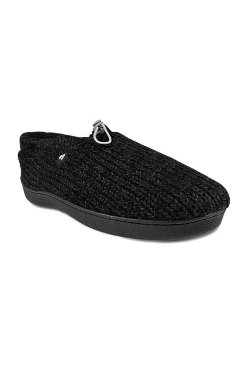 heat holders Men's Noah Rib Knit Drawstring Slippers Black